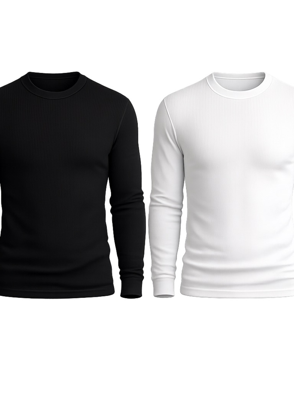 Hanes Baselayer Thermal Long Sleeve Crewneck Shirt Set Black & White NWT M